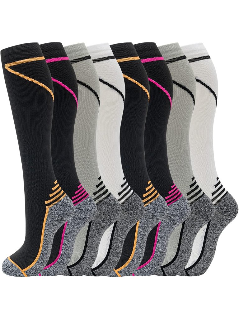 8 Pairs Knee High Compression Socks 2030 Mmhg For Men  Women  Athletic